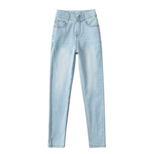 李李服饰浅色丰胯牛仔裤女25冬季显瘦修身提臀弹力高腰小脚裤