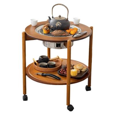 家用室内带轮围炉煮茶桌