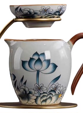 手绘荷花陶瓷立式茶滤茶室用