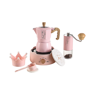 Bincoo粉色双阀摩卡壶家用小型意式浓缩咖啡壶手冲咖啡器具套装