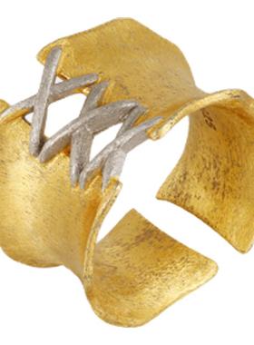 RetroChic绑带金开口戒