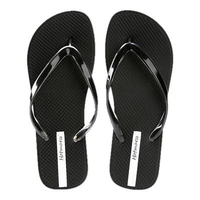 黑玛人字拖女沙滩鞋平底防滑简约