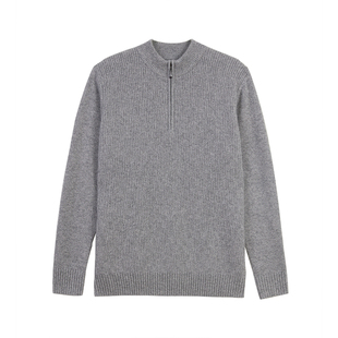 新疆GTS天山羊绒长袖半拉链毛衣男士针织衫半高领保暖羊绒衫立领