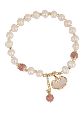 国风复古淡水珍珠手链平安锁