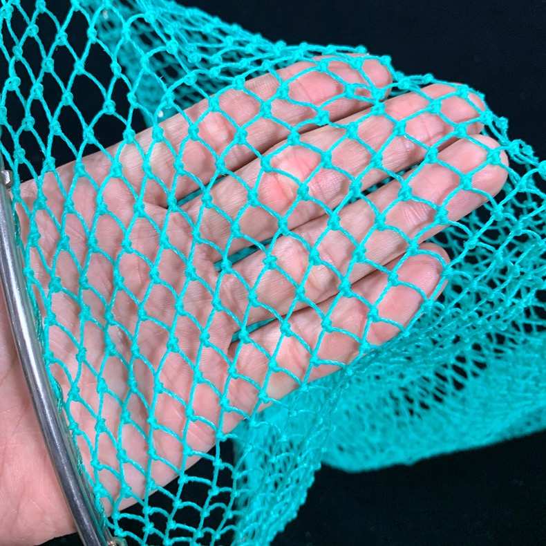 双圈内圈不锈钢抄网手工编织九股线小眼鱼捞木把抄网长柄渔具网兜