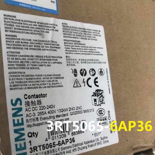议价西门子接触器3RT5065-6AP36 3RT50656AP36 220-240V 现货
