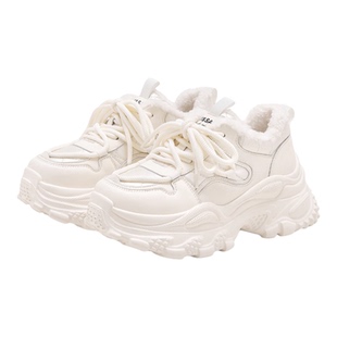 星期六厚底老爹鞋女款2025新款冬季加绒女鞋增高小白鞋运动鞋子女