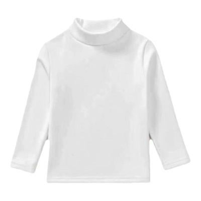 女童白色T恤莫代尔半高领加绒打底衫儿童上衣宝宝长袖t恤春秋