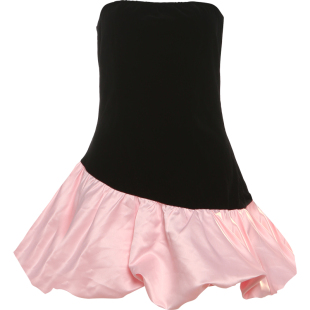 #Sisjuly# 清冷复古撞色拼接抹胸裙女 欧美辣妹风百搭花苞连衣裙