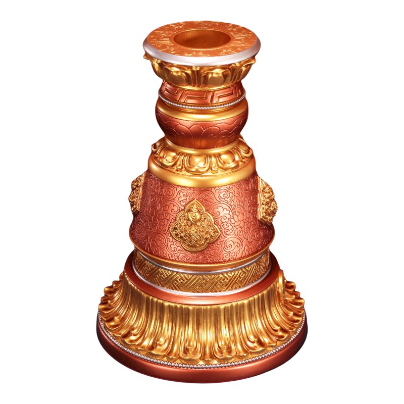 八吉祥彩绘亚金手摇转金轮底座