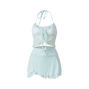 泳衣女款高级感泡温泉分体裙式小胸平胸女士小个子成人绝美多巴胺