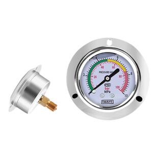 轴向带边耐震压力表YN60ZT液压油压表水压表防震抗震不锈钢气压表