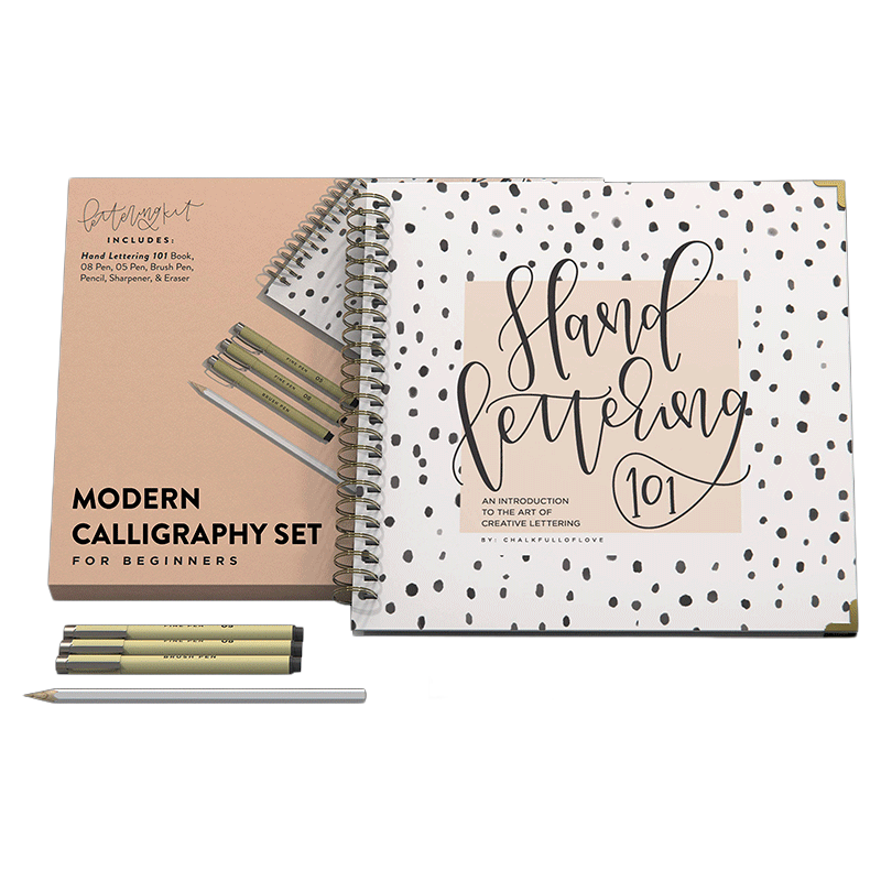 现代英文书法入门套装 英文原版 Modern Calligraphy Set for Beginners 书+3支笔+1支铅笔+1个卷笔刀+1块橡皮 英文版 进口英语书