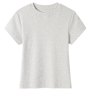 潮牌欧美风ins短袖T恤韩风chic上衣体恤内搭叠穿紧身纯棉打底衫女