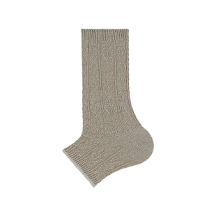 Beeff 半截袜/半掌袜 针织麻花袜套 中筒长绒棉自然麻色 夏季透气