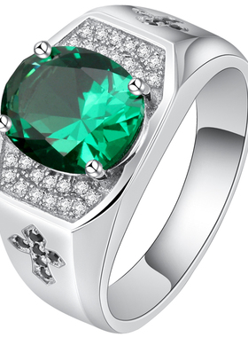 纯银镀金高级个性潮流宝石戒指男