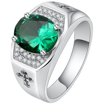 纯银镀金高级个性潮流宝石戒指男