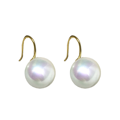 天然大珍珠高跟鞋正圆微暇耳环