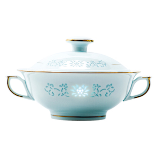 2025新款过年景德镇釉下彩青瓷玲珑瓷碗碟套装家用骨瓷餐具套装送