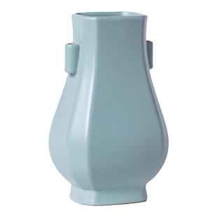 龙泉青瓷双耳贯瓶陶瓷花瓶仿古汝瓷摆件客厅插花轻奢瓷器礼盒装