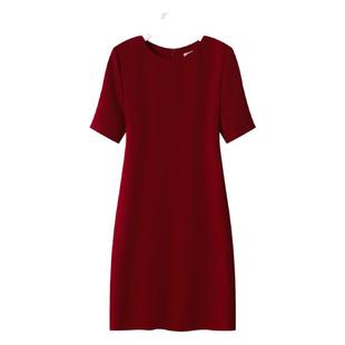 短袖直筒裙女中长款夏季新款韩版遮肉气质休闲大码圆领修身连衣裙