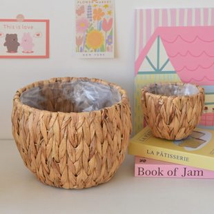 草编花盆防水内衬绿植客厅阳台草装 饰篮子植物盆栽花篮水葫芦编织