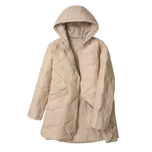 冬季大码轻薄羽绒服女2024年新款200斤中长款白鸭绒宽松薄款外套