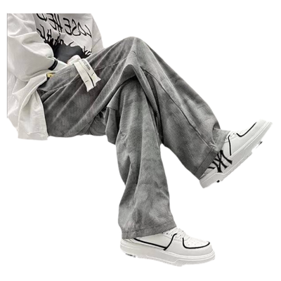 日系复古灰色裤子潮牌