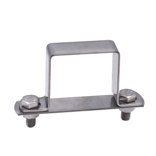 304不锈钢包胶管夹方卡钢板管卡骑马卡u型卡扣吊卡直角支架固定卡