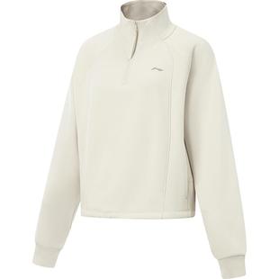 李宁卫衣女士冬季官方新款加绒加厚长袖宽松半拉链上衣保暖运动服