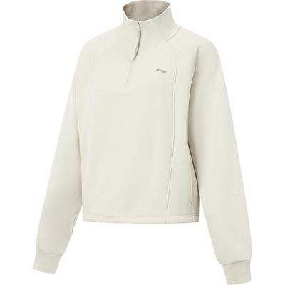 李宁宽松立领女套头无帽卫衣