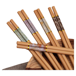 健康楠竹 筷子家用5-10双装成人长防霉一人一筷防滑 家人竹木筷子