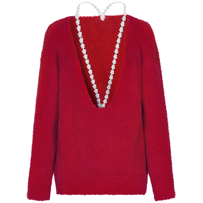 superroversize超深V毛线卫衣