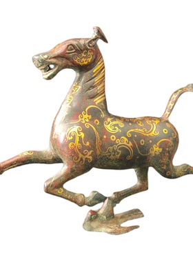 仿古青铜器马踏飞燕摆件经典工艺失蜡法工艺制作细纹清晰错金礼品