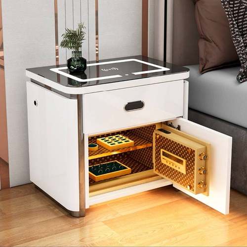 家用隐藏式保险柜小型床头保险箱指纹锁柜无线灯充电密码带智能