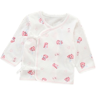 新生儿夏季薄款纯棉上衣婴儿长袖和尚服透气0-3个月宝宝开衫绑带