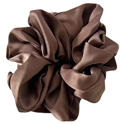 咖色缎面发圈扎头韩系头绳女高马尾慵懒风高弹力大肠发圈丸子头花