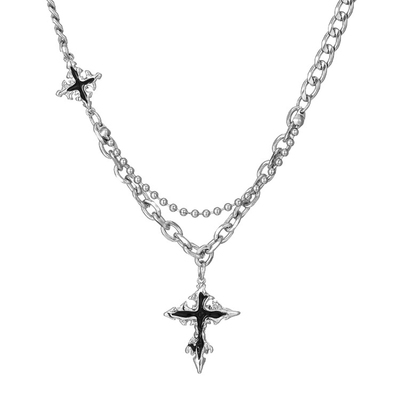 GuangYu暗黑十字架吊坠潮流项链