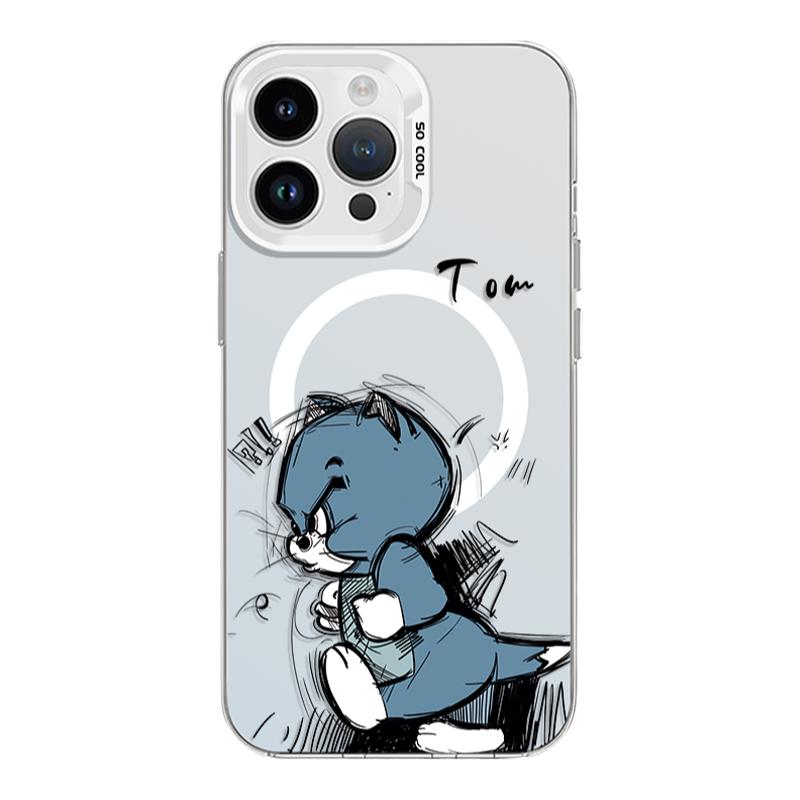 猫和老鼠magsafe磁吸手机壳适用苹果iphone16promax汤姆15plus泰菲14情侣13卡通12新款彩银17