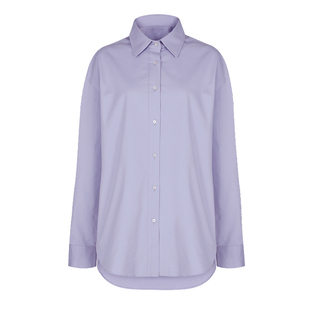 粉色纯棉宽松衬衫女中长上衣百搭开衫大码oversize长袖衬衣外套