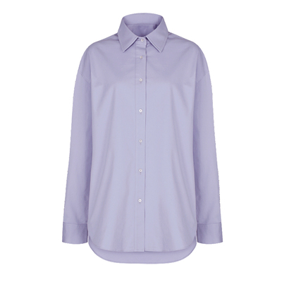 粉色纯棉宽松衬衫女中长上衣百搭开衫大码oversize长袖衬衣外套