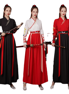 武侠风汉服女中国风齐腰襦裙古装