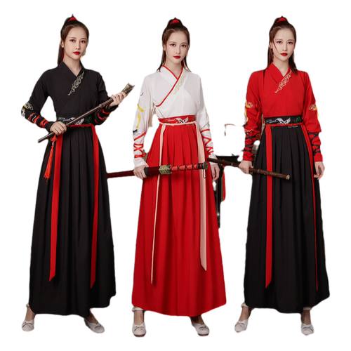 古装剑舞打鼓武侠风汉服女中国风女侠古风演出侠客雪龙吟古典舞蹈