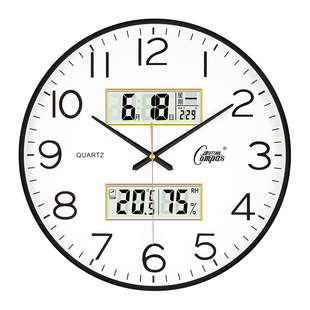 康巴丝挂钟客厅钟表温湿度简约静音扫描电子表家用时尚卧室石英钟