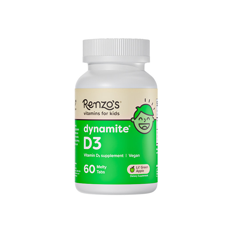 Renzos 维生素D3咀嚼片60片儿童维他命1000IU高含量vd补钙长高