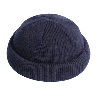 新款秋冬日系针织瓜皮帽短款毛线帽美式雅痞冷帽圆顶包头帽水手帽