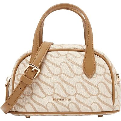 百思图25春商场新款时尚复古保龄球波士顿包单肩斜挎包女X3642AX5