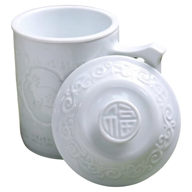 景德镇影青瓷茶水分离马克杯礼盒