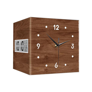 中古风客厅转角时钟超长续航液晶钟表2026新款高级感双面拐角挂钟