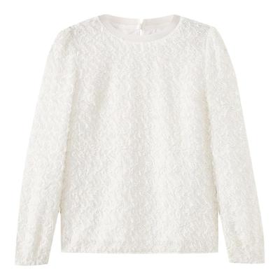 水云间白色蕾丝衫长袖衬衣女式通勤衬衫时尚气质百搭2025春季新款